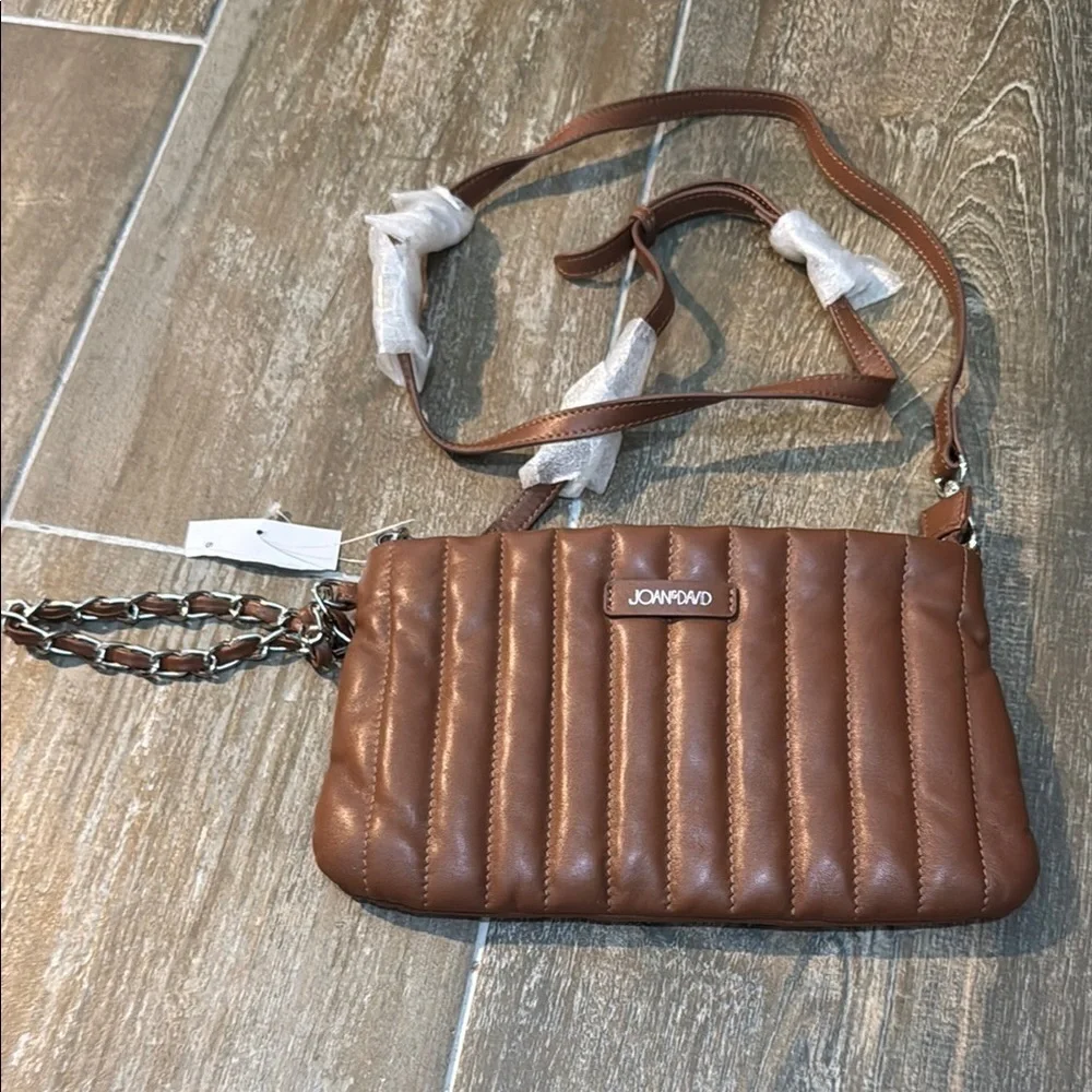 Joan & David Brown Leather Crossbody Bag with Vintage Charm